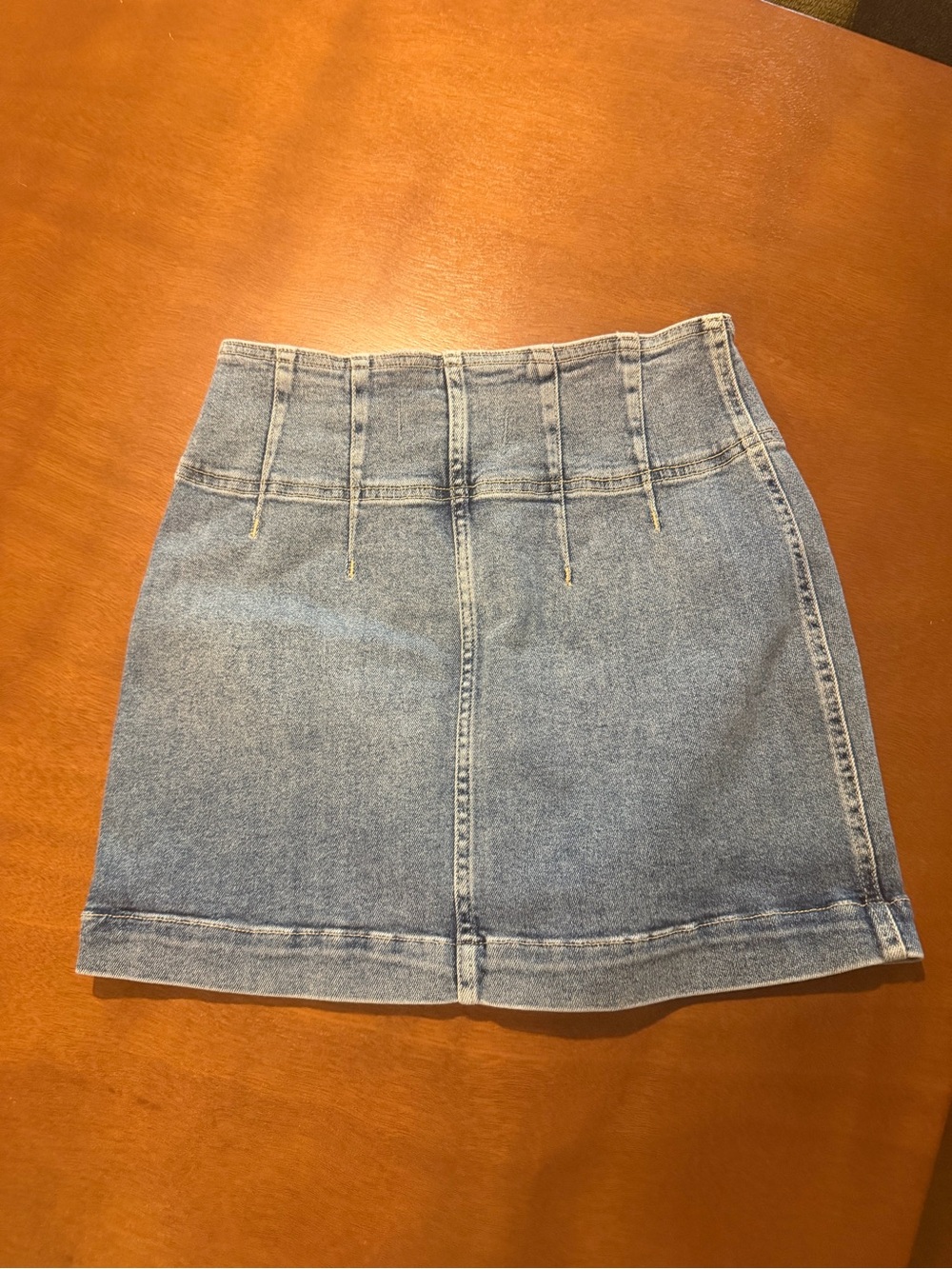 High-Rise Light Blue Denim Mini Skirt
